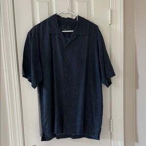 Tommy Bahama Men's Navy Blue Silk Button Down Shirt